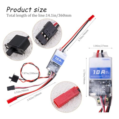 ZORZA 1Pcs Bidirectional 10A Brushed ESC with Mid-Position Brake PWM Compatible for 2S-4S Batteries RC Brushed Motor Speed Controller for DIY Boats Tanks Cars