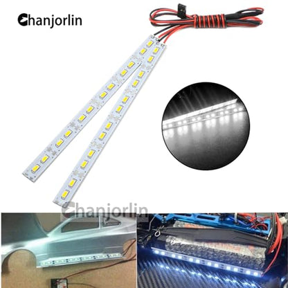 RC Car 24 LEDs Chassis Lights Strip Aluminum LED Lamp 6V Accessories for 1/8 1/10 1/16 RC Truck Tank Crawler Buggy Car HPS HPI Tamiya SCX24 TRX4 TRX6 Slash Rustler Redcat 4WD (White) - color: White