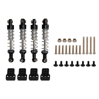 OUKENS RC Shock Absorber Set, 4Pcs Metal Black Adjustable Oil Shocks for 1/18 1/16 RC Crawler, Compatible with TRX4M, WPL C14 C24, MN D90, Axial Capra Upgrade Parts - color: Black