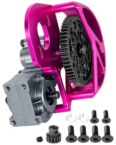 Aluminum Transmission Gearbox Upgrades Part for 1/10 SCX10, SCX10 II 90046,90047,Wraith,AX10 RC Crawler Truck,Center Transmission Gearbox Hops up,Pink with Titanium - color: Pink With Titanium(for 1/10 Axial)