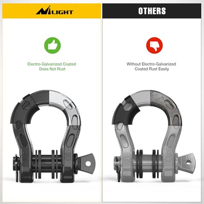 Nilight 2 Pack 3/4" Mega D-Ring Shackle with 7/8" Screw Pin 68,000LBS Break Strength, Heavy Duty Off Road Recovery Shackle for Use with Tow Strap, Winch, Off-Road Jeep Truck Vehicle | 7/8" Screw Pin, 2Pcs Black, 68,000 lbs Break Strength(17,000 lb WLL), F