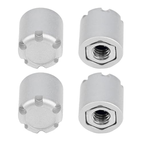 4PCS RC M4 Wheel Hex Nuts with Tools,CNC Aluminum RC Car Dustproof Wheel Rim Center Cap Hub Suit for TRX4 Axial SCX10 Redcar D90 Tamiya Etc 1/10 RC Crawler Car Upgrades (Silver) - color: Silver