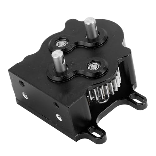 RiToEasysports RC Car Gearbox, Dual Outer Rotor Motor Transmission Assembly with POM Skid Plate, for SCX10 1/10 Scale RC Crawler Car (Black) - color: Black