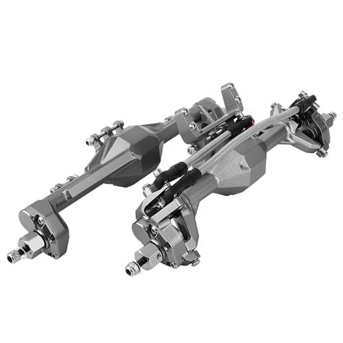 1/10 CNC Machined Integrated Front & Rear Portal Axle for SCX10 II VP Element Enduro 90046 90047 D90 RC4WD RC Crawler Metal Upgrade Part (Gray) - color: Gray