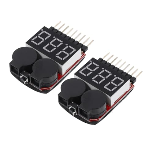 Zerodeko 2pcs Lithium Battery Tester with Sound Alarm Low Voltage Monitor Portable Battery Capacity Indicator for Rc Models and Automotive Use
