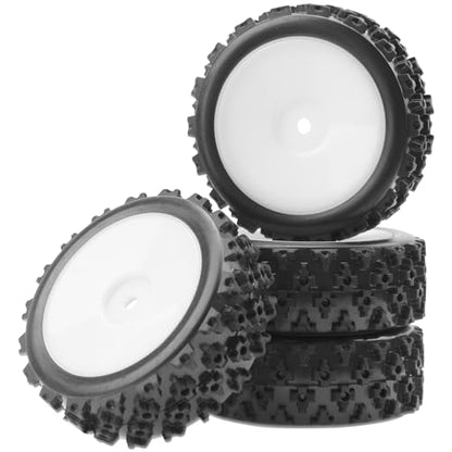 ShareGoo 72mm RC 1/10 On Road Rubber Tires & Wheel Rims 12mm Hex Compatible with Tamiya TT01 Kyosho Fazer Mk2 Traxxas 4Tec 2.0 HSP HPI 1/10 RC On Road Racing & Touring Car (White) - color: White