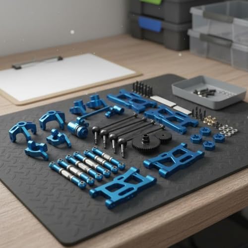Amagogo Industrial Vehicle RC Car Parts Set with Aluminum Control Arms Link Rods Differential Gears Bearings Hardware for Handling Stability Maintenance Suitable for WLtoys 1/1, Blue - color: Blue