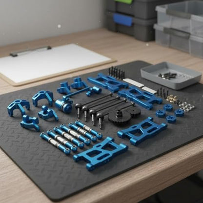 Amagogo Industrial Vehicle RC Car Parts Set with Aluminum Control Arms Link Rods Differential Gears Bearings Hardware for Handling Stability Maintenance Suitable for WLtoys 1/1, Blue - color: Blue
