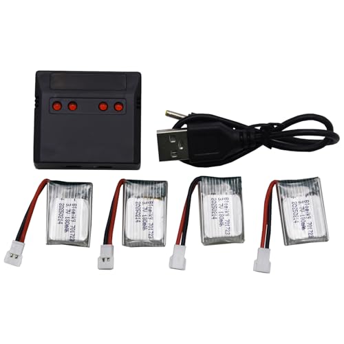 Blomiky 4 Pack 3.7V 1S 180mAh 20C Li-PO Battery with MX2.0 Plug Suitable for Some Small RC Airplne Helicopter Drone / 3.7V 180mAh *4