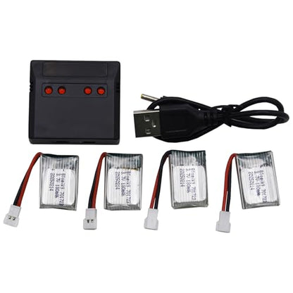 Blomiky 4 Pack 3.7V 1S 180mAh 20C Li-PO Battery with MX2.0 Plug Suitable for Some Small RC Airplne Helicopter Drone / 3.7V 180mAh *4