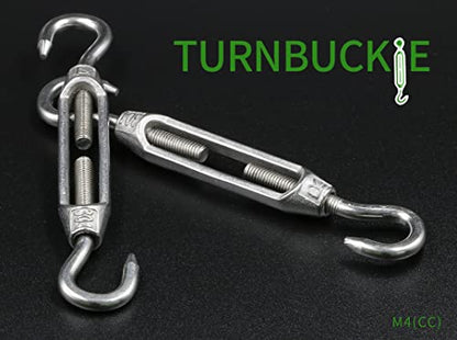 6PCS M4 Hook & Hook Turnbuckle 304 Stainless Steel Turnbuckle Wire Rope Tension Heavy Duty Turnbuckles for Cable Railing Wire Rope Hardware Kit (M4, Hook & Hook) - style: Hook & Hook-M-4