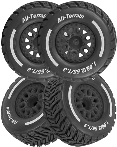 RC Wheels for 1/14 Mini Mojave GROM RC Car,RC Tires Beadlock Wheels Hub Rim Tires Wheels and Plastic Wheel hub Black(4PCS) - color: Black/for Mini Mojave Grom