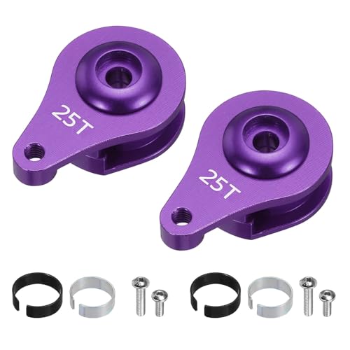 MECCANIXITY 2pcs 25T Servo Horn Arm Adjustable 1 Hole High-Torque Aluminum Alloy Servo Arm for 1/10 RC Model Car Truck Robot Boat Airplane, Purple - color: Purple