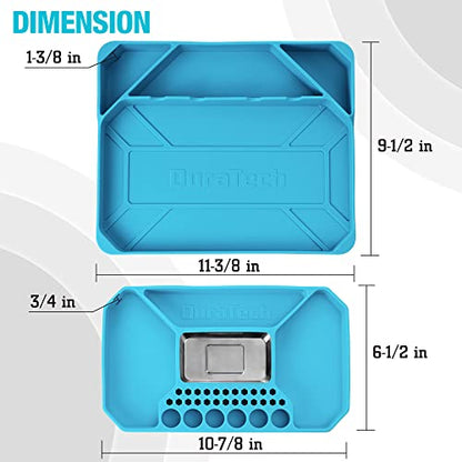 DURATECH 2-Piece Silicone Tool Tray, Magnetic Tool Organizer | Flexible Non-Slip Storage Tray for Sockets, Bolts, Nuts and Screwdriver Bits, Ideal for Garage & Mechanics