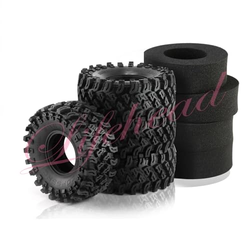 Lifehead 2.2 Inch Rubber Crawler Tires for 1/8 1/10 RC Crawler Car Retrofit Accessories KM5 YK4082 YK4083 Axial SCX10 RBX10 RR10 Traxxas TRX4，136x55mm OD