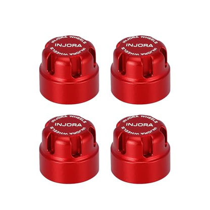 INJORA M2 Wheel Lock Nuts with Aluminum Cap for 1/24 RC Crawlers Upgrade(Red) - color: Red