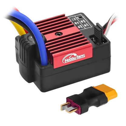 60A Brushed ESC 2-3S Electronic Speed Controller Waterproof ESC for 370 380 540 550 Brushed Motor 1/10 Remote Control Car Truck (Red) - color: Red
