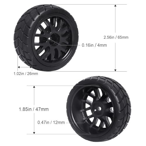 Hobbypark 4-Pack RC Tires & Wheel Rims 12mm Hex Hub Y Shape w/Foam Inserts for 1/10 Remote Control Car On Road Touring