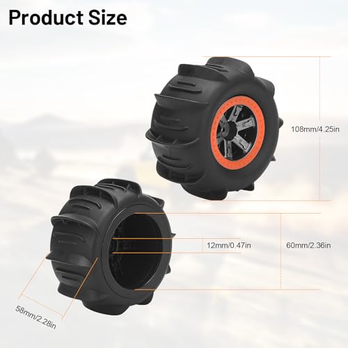 1/10 RC Paddle Tires Wheels, daitoku RC Truck Tires and Wheels for 9125 X07 X08 X17 9155 9156 9201E 9205E 9206E 200E 201E RZ001G-A 104009