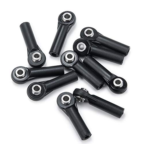10Pcs M3 Plastic Bent Rod Ends,Black M3 Crawler Width Balls Ends for Axial D90 SCX10 RC Car (Black A) - color: Black a