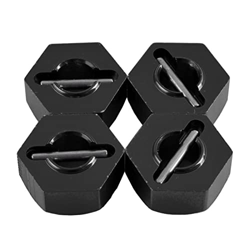 kingsea RC Front & Rear Aluminum Wheel Hubs Hex Driver Adapter 12 mm Upgrade 7154 Compatible with Traxxas 4x4 Slash E-Revo Summit 1/16 Truck Car - color: Black