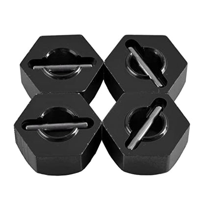 kingsea RC Front & Rear Aluminum Wheel Hubs Hex Driver Adapter 12 mm Upgrade 7154 Compatible with Traxxas 4x4 Slash E-Revo Summit 1/16 Truck Car - color: Black