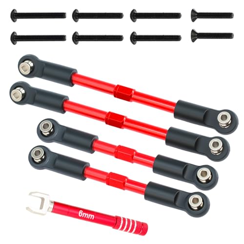 Aluminum Front & Rear Pull Rod Linkage Upgraded Set for Arrma 1/10 Gorgon Vorteks Fury Quake 2WD RC Truck,Replace#ARA330753(Red) - color: Red