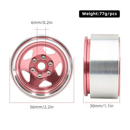 1.9 Beadlock Wheels, 4pcs Silver | Aluminum RC Rims Hub with Positive Offset 12mm Hex for 1/10 RC Crawler Axial SCX10 II III 90046 AXI03007 Traxxas TRX4 TRX6 - color: Five Models-silver