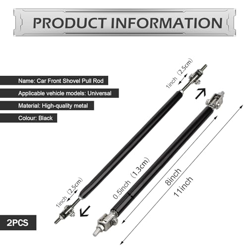 2 PCS Car Bumper Splitter Strut Rods, Adjustable 7.87" - 9.84" Automotive Splitter Strut Rods, Aluminum Alloy Bumper Lip Reinforcement Accessories, Universal for Most Cars (Black) - color: Black