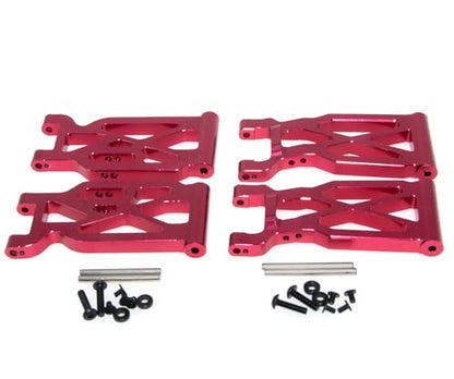 Suspension Control A Arms Compatible With 1/10 Wltoys 104001 144002 124019 124018 124017 144010 Parts RC Car Truck Aluminum Alloy Swing Suspension Arm Upgrade(Red)
