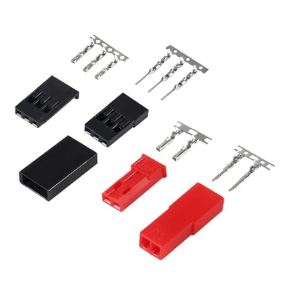 RC Servo Connector Kits Male Female Servo Plug Crimp Pin Cable Kit Model Receiver Battery ESC Connection for JST SYP Futaba Servo Wires RC Tool Set - color: Red