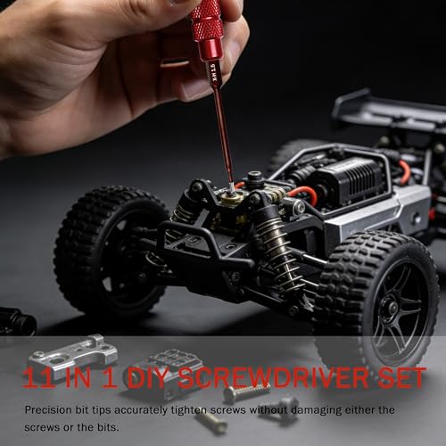 RC Screwdriver Set 11-in-1 Precision Repair Kit | Hex 0.9-2.0mm, T5/T6, PH0/PH1, Slotted 2.0, for RC Cars, SCX24, TRX4M, FPV drones
