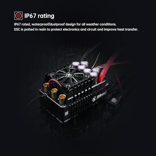 XC E6MAX APP Controls Sensored Brushless ESC for RC Car, 3-8S Lipo,550A Continuous Current,8-25A、6.0/7.4/8.4V BEC,Suitable for 1/6 1/5 Bashing Speed Run - size: E6MAX