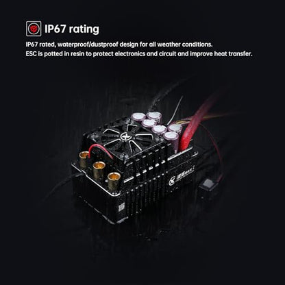 XC E6MAX APP Controls Sensored Brushless ESC for RC Car, 3-8S Lipo,550A Continuous Current,8-25A、6.0/7.4/8.4V BEC,Suitable for 1/6 1/5 Bashing Speed Run - size: E6MAX