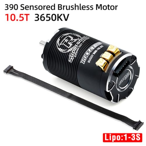 1-3S Supersonic 390 Sensored Brushless Motor 8.5T/10.5T/13.5T/17.5T TS80 Pro 80A ESC for 1/12 1/14 Scale Off-Road Buggy Truck Crawler RC Car (Black 10.5T) - color: Black 10.5T