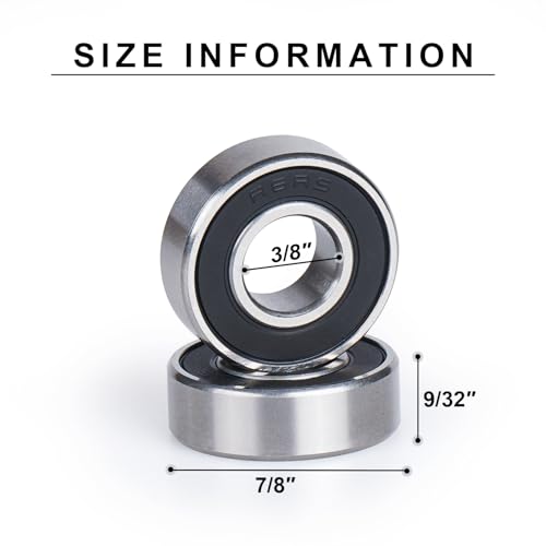 10 PCS R6-2RS Ball Bearings，3/8’’x 7/8’’x 9/32’’ Rubber Sealed Deep Groove Ball Bearings, Double Rubber Seal Bearings, Chromium Bearing Steel (R6-2RS) - size: R6-2RS