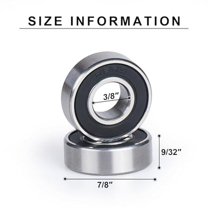 10 PCS R6-2RS Ball Bearings，3/8’’x 7/8’’x 9/32’’ Rubber Sealed Deep Groove Ball Bearings, Double Rubber Seal Bearings, Chromium Bearing Steel (R6-2RS) - size: R6-2RS