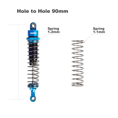 90MM Oil Shock Absorbers Upgrade Compatible with 1/10 RC Crawlers | Fits Tamiya ClodBuster / Bullhead / TRX4 / Axial / Cc01 - Oil Damper Upgrade - Blue - color: Blue