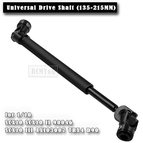 RC Crawler Drive Shaft 135-215MM Upgrades for 1/10 SCX10 SCX10 II 90046 SCX10 III AXI03007 TRX4 D90,Universal Driveshaft,Steel Full Metal Axles Part Hop-Ups,Black - size: 135-215MM