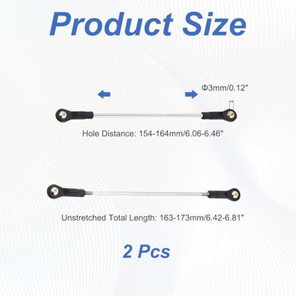 MECCANIXITY 2Pcs Adjustable Turnbuckles Camber Links, 154-164mm Turnbuckle Rod Steering Servo Linkage with M3 Ball Head Rod Ends for RC Car Replace Parts DIY - size: 154-164mm