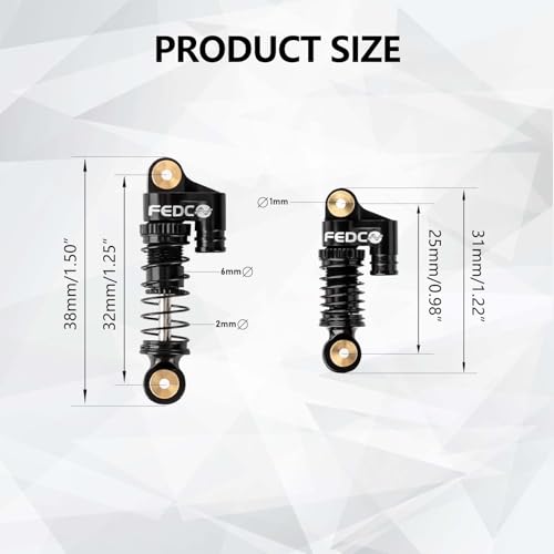 SCX24 Shocks 32MM Oil-Filled Shocks For Axial SCX24 Upgrades | CNC Aluminum Threaded Shock Absorber For 1/24 RC Crawlers - color: Black