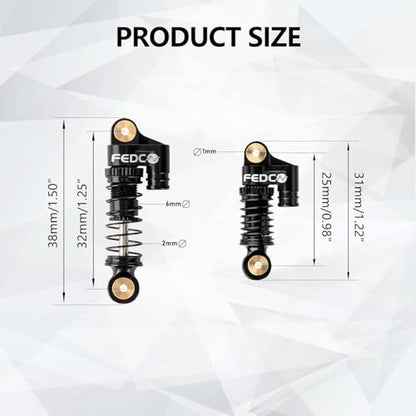 SCX24 Shocks 32MM Oil-Filled Shocks For Axial SCX24 Upgrades | CNC Aluminum Threaded Shock Absorber For 1/24 RC Crawlers - color: Black