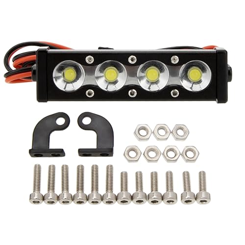MEUS RACING RC Car LED Lights Roof Light Bar Kit - 1/10 1/8 Scale RC Crawler Upgrades for Axial SCX10, Wraith, Traxxas TRX4, TRX6, Redcat Gen8 (45mm, 4 Beads) - size: 45mm, 4 Beads
