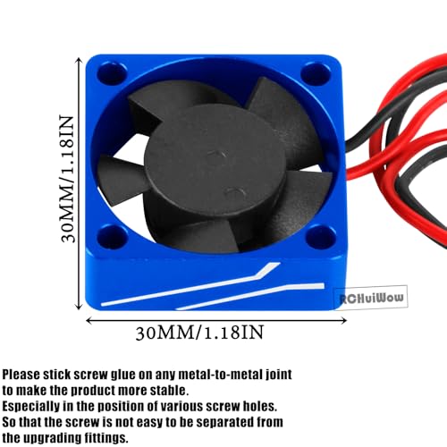 Metal RC 30 * 30MM 28000 RPM Motor Cooling Fan Brushless Motor Heat Sink 4.8-8.4V Upgrades Part for 540 550 F540 3650 3660 Motor for 1/8 1/10 RC Car,Navy Blue