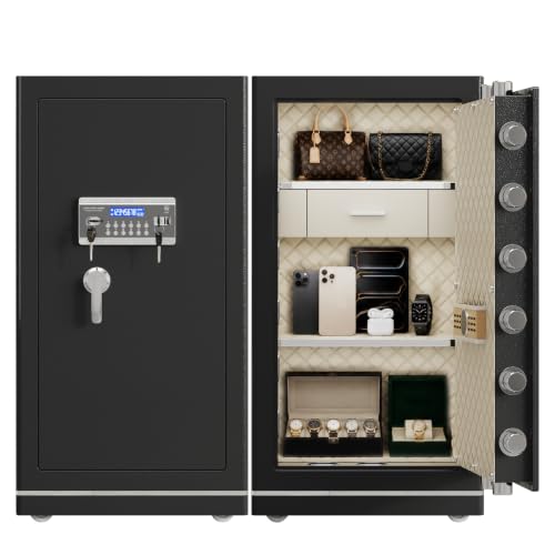 FABAO Safe Box,8.1Cu Ft Home Safes with Fireproof and Waterproof Bag,Removable Shelf,Digital Keypad,Built-In Drawer,Dual Alarm Security for Money,Documents,Ideal for Office,Home Use - size: 8.1 Cubic Feet