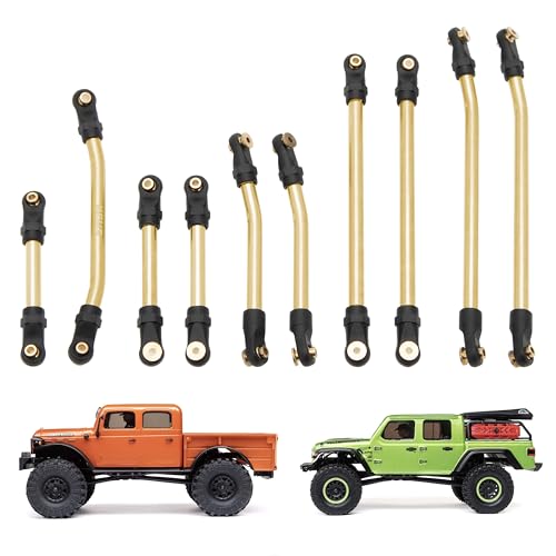 MEUS RACING SCX24 Links Metal High Clearance Chassis Links & Steering Links Set for Axial SCX24 Gladiator AXI00005 1/24 RC Crawler(Brass)