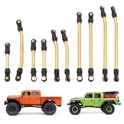MEUS RACING SCX24 Links Metal High Clearance Chassis Links & Steering Links Set for Axial SCX24 Gladiator AXI00005 1/24 RC Crawler(Brass)