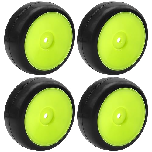 Plastic Wheel Rims 12mm Hex Hub & Rubber Tires w/Foam Compatible with HSP Tamiya HPI Kyosho 1/10 On-Road Touring Car WLtoys 1/14 144001 RC 1/18 A959B Buggy (Green) - color: Green