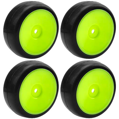 Plastic Wheel Rims 12mm Hex Hub & Rubber Tires w/Foam Compatible with HSP Tamiya HPI Kyosho 1/10 On-Road Touring Car WLtoys 1/14 144001 RC 1/18 A959B Buggy (Green) - color: Green