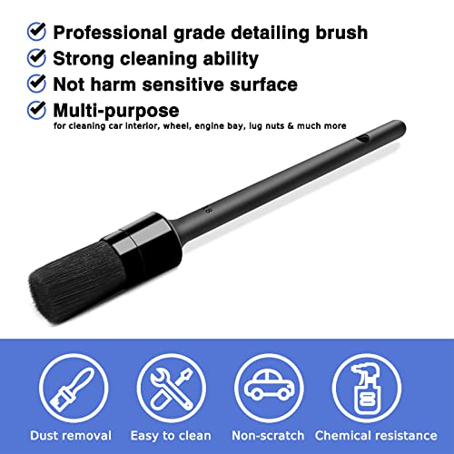HMPLL 9pcs Auto Car Detailing Brush Set Car Interior Cleaning Kit | Includes 5 Soft Detail Brush, 3 Wire Brush & 1 Vent Cleaning Brush for Cleaning Interior, Dashboard, Engines, Leather, Wheel - color: black